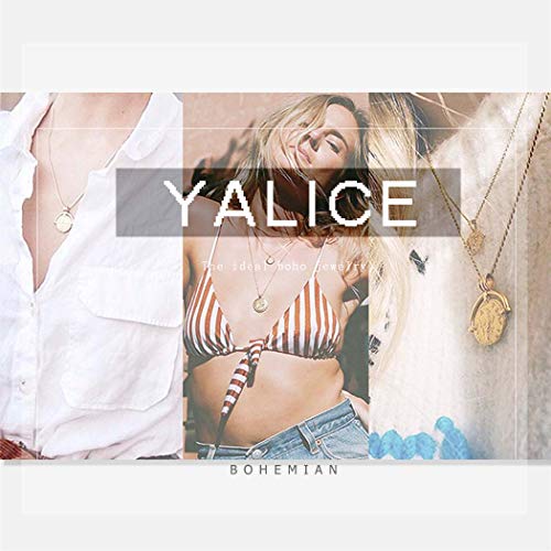 Yalice Multi-Layered Disc Necklace Chain Bar Drop Pendant Necklaces Coin Jewelry For Women And Girls (Silver) #TOP6
