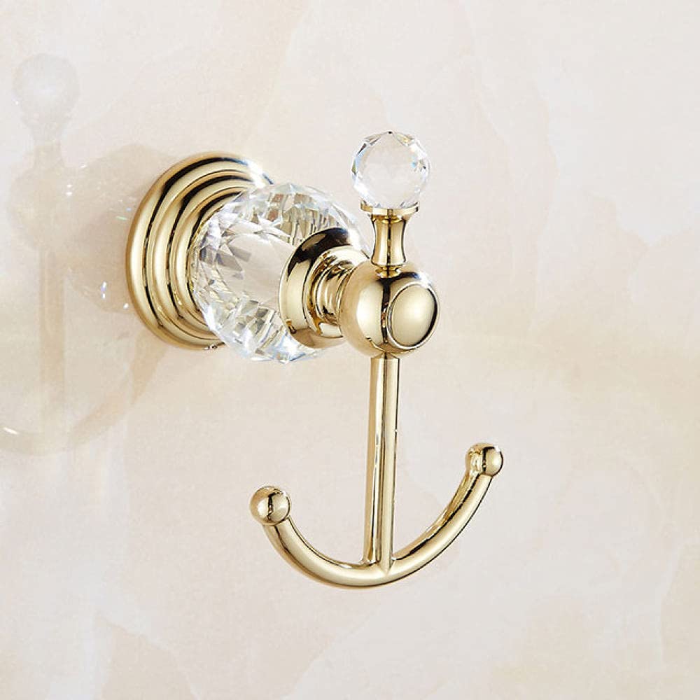 Gancho de latón pulido dorado con cristal accesorio de baño antiguo para pared