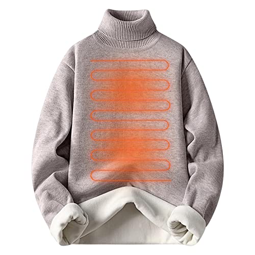 Gola Alta Masculina | Pulôver de manga comprida folgada - Suéter pulôver de malha térmica masculino