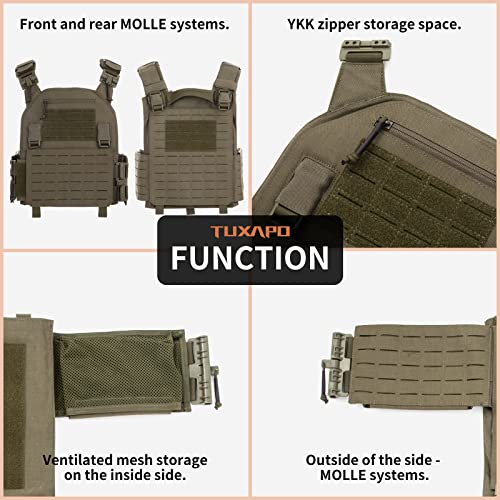 Tuxapo Tactical Molle Vest For Men Laser Cutting Modular Lightweight Quick Release Adjustable Vests Ranger Green #TOP2