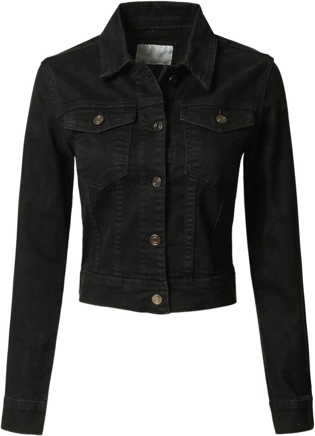 Design by Olivia Women's Classic/Destroyed Vintage Washed Long Sleeve Denim Jean Jacket