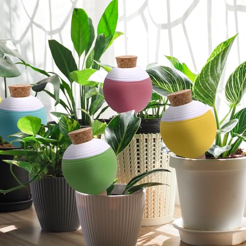 4PCS Plant Watering Globes, Large Terracotta Automatic Watering Stake Devices with Wooden Stopper for Pots, Planters, Indoor, Outdoor — view 6