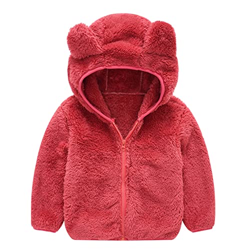 Kids Boys Fleece Sweatshirt Jackets Little Children Coat Hoodie Fashion Girls 3D Ears Hooded Coat for Size 6 Months -5 Years (red,18-24 Months)