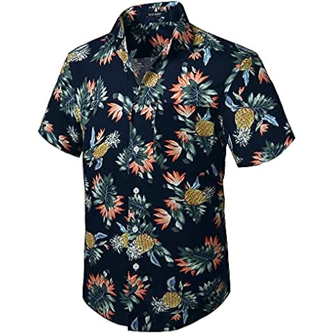 HISDERN Hombre Camisa Hawaiana de piña Cover