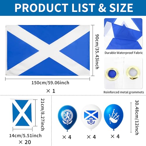 Burns Night Decorations Scottish Flags - Scottish Bunting Banner Burns Night Balloons for St. Andrew's Day St Andrews Cross Patriotic Bunting Euro Football World Cup Football Party Decorations