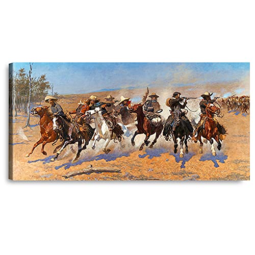 A&T ARTWORK A Dash for the Timber by Frederic Remington The World Classic Art Reproductions, Giclee Canvas Prints Wall Art for Home Decor, 24x12 inches