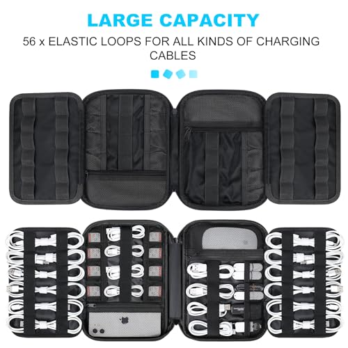 Lacdo Cord Organizer Travel, Cable Organizer Bag Case, Portable Electronics Organizer Travel Case, 6 Layer Large Capacity Charging Cords Storage organizer for Cables, SD Card, Travel Essentials, Black by Lacdo - Used condition - Image 2