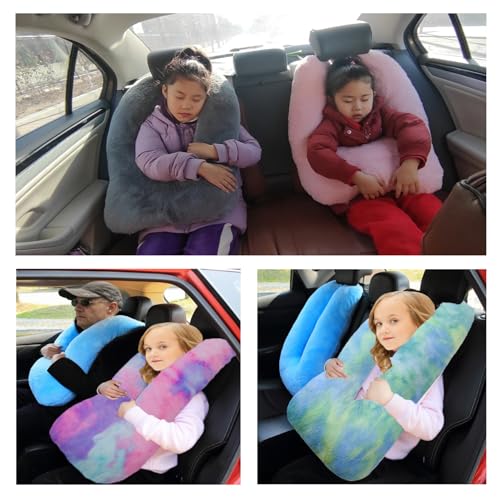 Image of FHSGGP Travel Pillow Car Pillow Kid Car Sleeping Colorful Pink