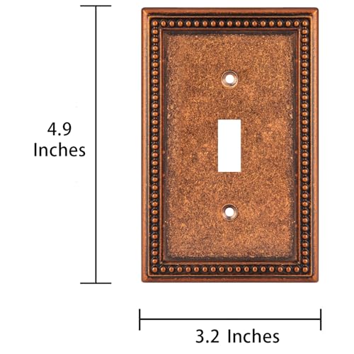 Henne Bery Raised Pearls Decorative Wall Plate Switch Plate Outlet Cover (Single Toggle 2PK, Sponged Copper) by Henne Bery - Image 3