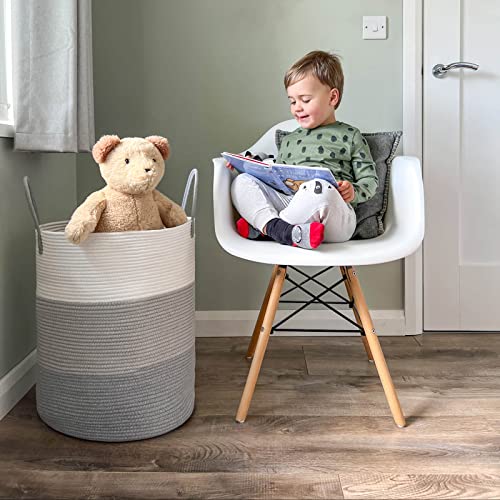 Chicvita Large Baby Laundry Basket, Clothes Hamper For Nursery, Bedroom, Living Room, Bathroom, Tall Storage Basket For Clothes, Blankets, Towels, Toys, 15 X 20 Inches, Grey, 58L #TOP1