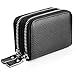 Fashion Credit Card Holder With RFID Blocking Genuine Leather Credit Card Case And Credit Card Wallet With Zipper,Black