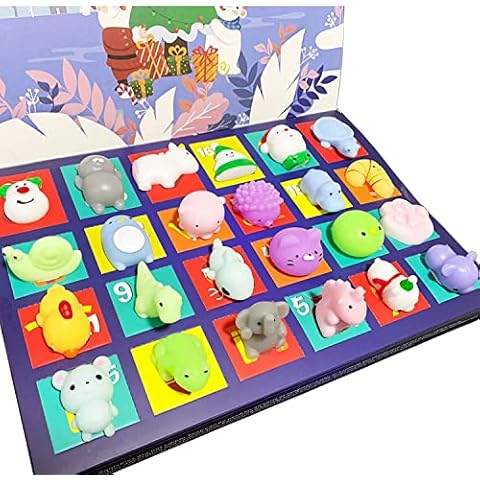 PANSHAN Christmas Fidget Advent Calendar 2022 Soft Rubber Toy Christmas Advent Calendars Gift 24Pcs for Kids Kawaii Animals Santas Toys Xmas Countdown Calendar Cover
