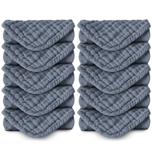 koo-dib Muslin Cloths for Baby, 10 Pack Baby Burp Cloths, 30x30 cm Muslin Squares, Soft Muslin Cloths Wash Cloth Baby Essentials for Newborn Girl and Boy