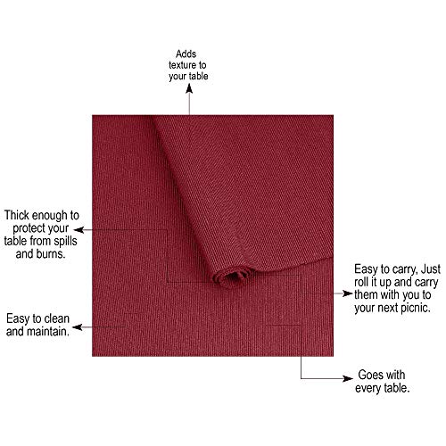 Cotton Ribbed Placemats 19X13 Inches For Dining Table, Wine Red Kitchen Place Mats - Pack Of 4 #TOP1