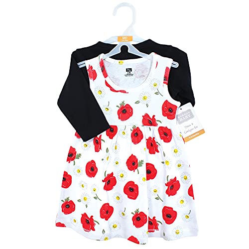 Image of Hudson Baby Girls' Cotton Dress and Cardigan Set