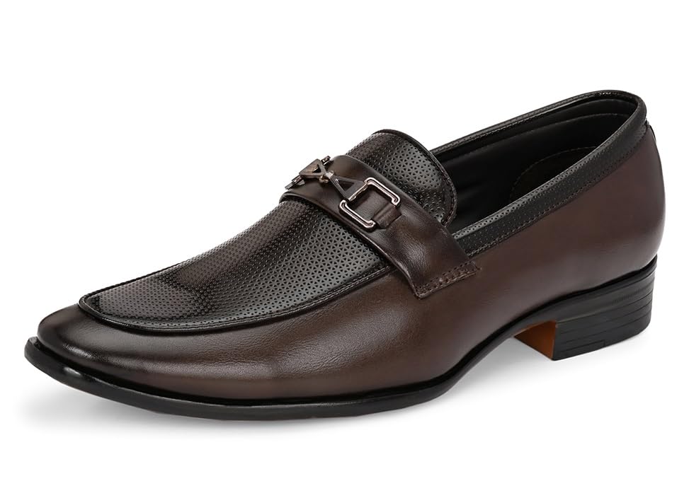 mactree PU Leather Embossed Upper Formal Slipon Loafers for Men Durable Sole-picture-23
