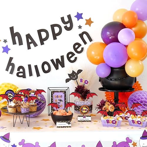 Zhuoweism ZWA1867-RED 24 Pcs Halloween Bat Cupcake Toppers Glitter Vampire Bat Wings Cupcake Picks Halloween Cupcake Topper thumb #5