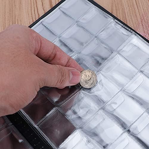 SAVITA 250 Pockets Coin Album 10 Pages Leather Coin Collection Book Penny Collecting Book for Coin Collectors (Brown)
