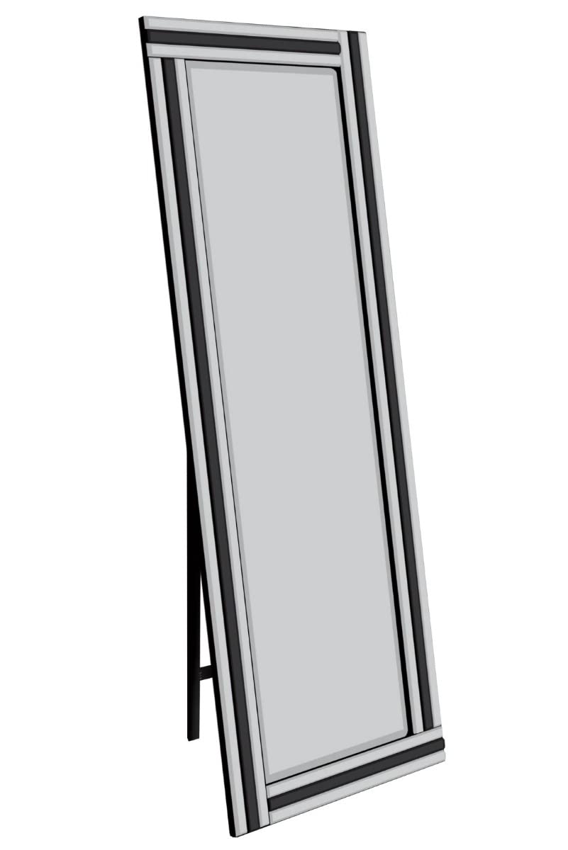 Dalton Black and Mirror Triple Bevel Free Standing Cheval Dress Mirror 5ft7 x 1f11 170cm x 58cm…