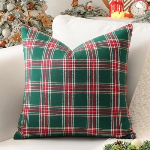 Sungeek 1 Stück Weihnachten Schottisches Karo Kissenbezug, Plaid...