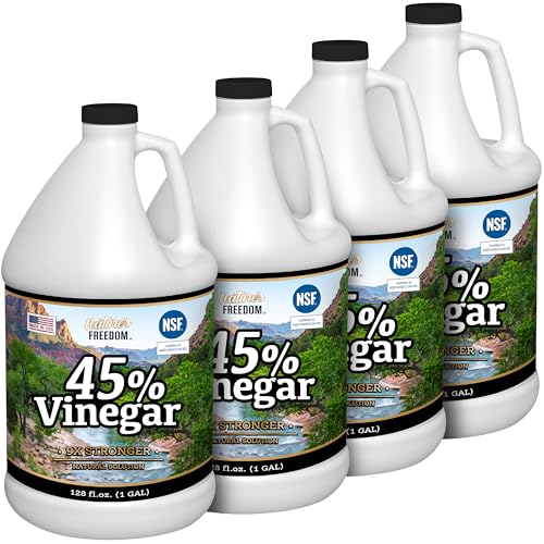 Nature's Freedom 45% Concentrated Vinegar, NSF Certified, 4 Gallons - Dilutes to 36 Gallons - 9x Strength Multi-Purpose Solution