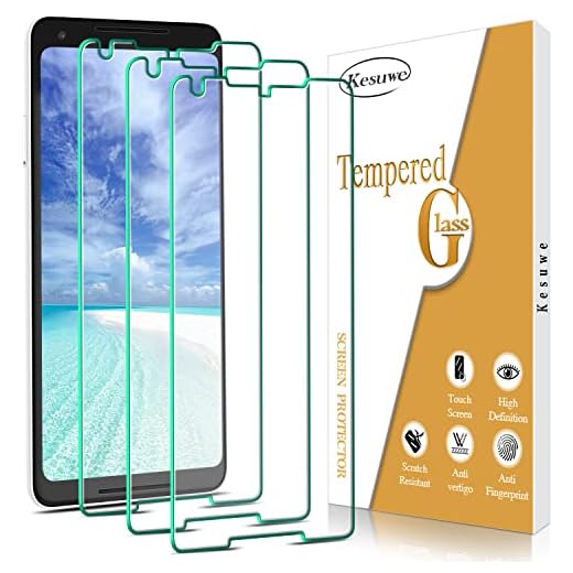 Kesuwe [3-Pack] Tempered Glass For Google Pixel 2 XL Screen Protector, 9H Hardness, Anti-Scratch, No-Bubble, Easy to install, Case Friendly