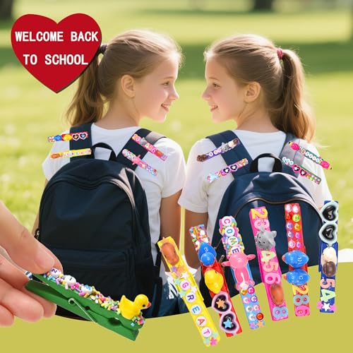 LIENATSER 80 Set Cheer Pins Spirit Clips Include 80 Wooden Cheer Colored Clothes Pins 80 Mini Resin Animals, 200 Letter Beads Number for Cheerleading Backpacks Cheer Gifts Bulk