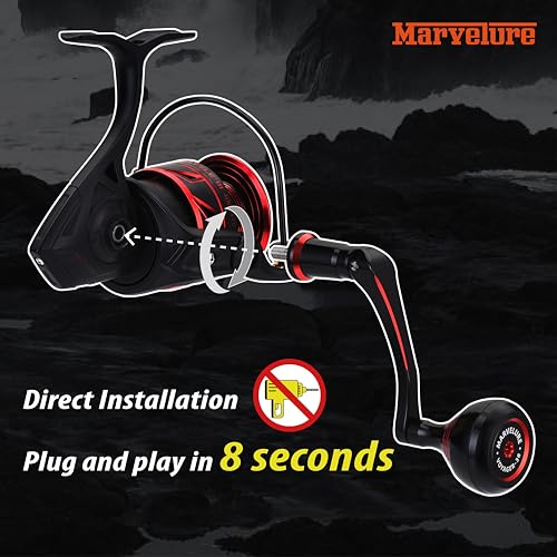 MARVELURE Titan Series Foldable Power Handle Compatible for Penn Fierce III IV, Battle III HS Spinning Reel (Not for Fierce Live Liner) (Black Red (CNC Version), for Fierce/Battle HS 8000 Thread) by MARVELURE - Image 4