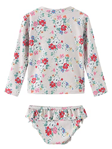 Image of Baby Girls Rash Guard Set for Girls Long Sleeve Swimsuits with Bikini Bottom UPF 50+ Sun Protection Bathing Suits