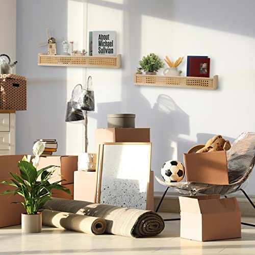 Qunclay 2 Set Of Wall Bookshelf For Kids Rattan Wall Shelf Versatile Kids Floating Magazine Holder Wall For Nursery Bedroom Kids Room Entryway Living Room Waiting Room Bedroom, 24 Inch #TOP6