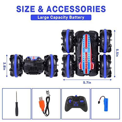 Funslane 2 Pack Amphibious Remote Control Car Toys For 5-12 Year Old Boys Kids, Remote Control Boat Waterproof Rc Monster Stunt Truck, 2.4 Ghz 4Wd Vehicle Girls Gifts All Terrain Water Beach Pool Toy #TOP3