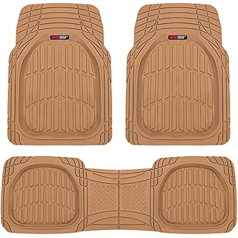 Motor Trend - MT-923-BG 923-BG Beige FlexTough Contour Liners-Deep Dish Heavy Duty Rubber Floor Mats for Car SUV Truck & Van-All Weather Protection, Trim to Fit (Tan Beige) Cover