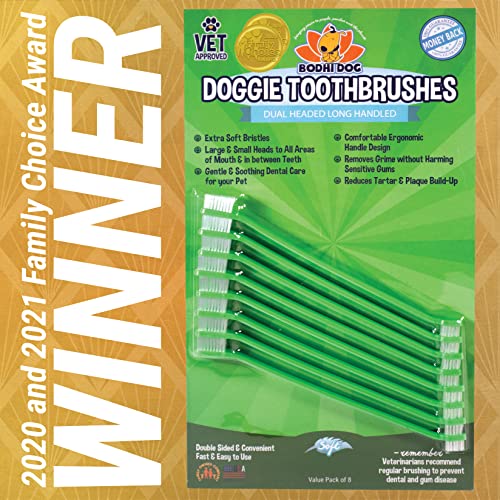 Bodhi Dog Escova de Dentes Longa para Cães com Duas Cabeças | Escova de Dentes para Cães e Gatos com