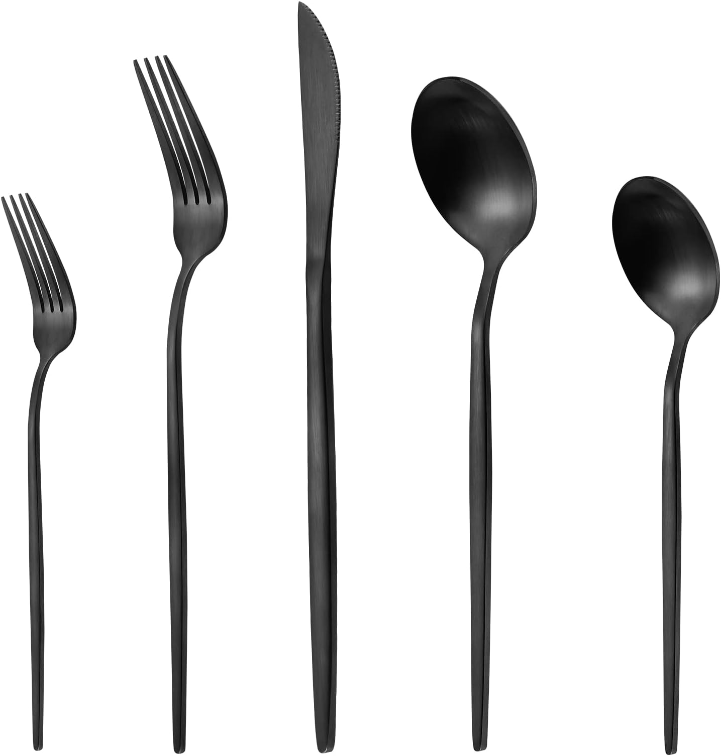 Matte Black Silverware Set for 8, LAZAHOME Stainless Steel Flatware Cutlery Set, 40-Piece Kitchen Utensil Set Include Spoons And Forks Set, Satin Polished Finished, Dishwasher Safe.