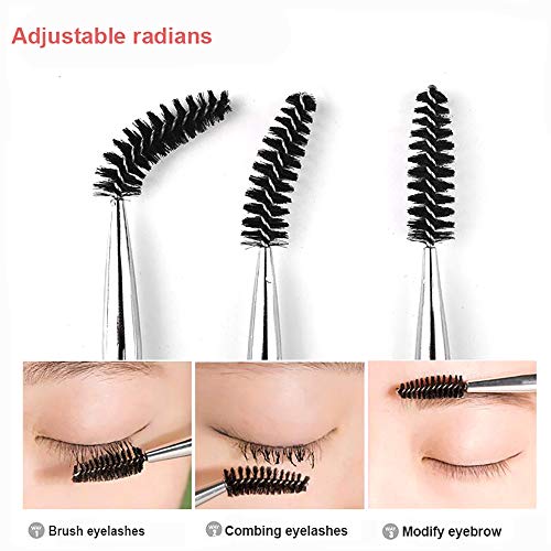 Foto von 3 Stück Eyelash Brush with Cap, Mwoot Wimpernbürste Set Wimpernverlängerung Make up Mascara Bürste (Strass Griff)
