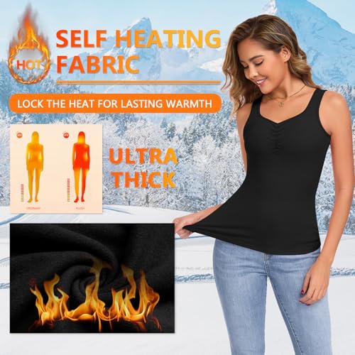 Image of Thermal Underwear Tank Top Fleece Shirt Cami Sleeveless Thermal Top Warm Undershirt Base Layer Women Cold Weather