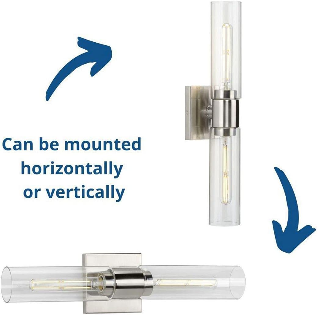 Progress Lighting P300300-009 Transitional Two Light Bath Bracket from Clarion Collection in Pewter, Nickel, Silver Finish,