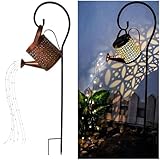 Solar Lanterns Outdoor Waterproof,Metal Watering Can Garden Decor Ornaments,Yard Art Hanging Path Lights,Outside Patio Decorations,Gardening Birthday Gifts for Mom Grandma Women,with Hook, Large
