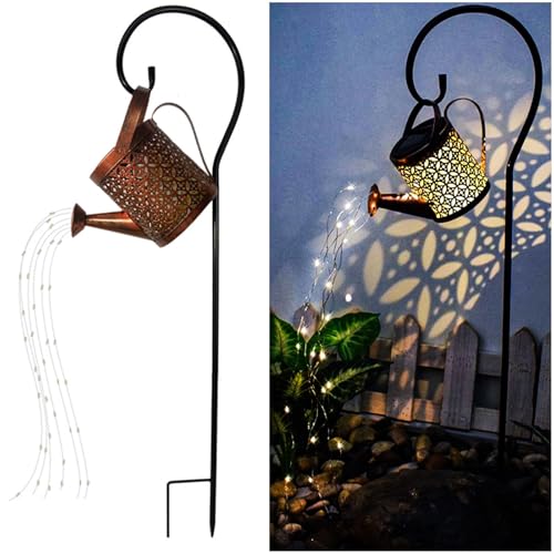 Solar Lanterns Outdoor Waterproof,Metal Watering Can Garden Decor Ornaments,Yard Art Hanging Path...