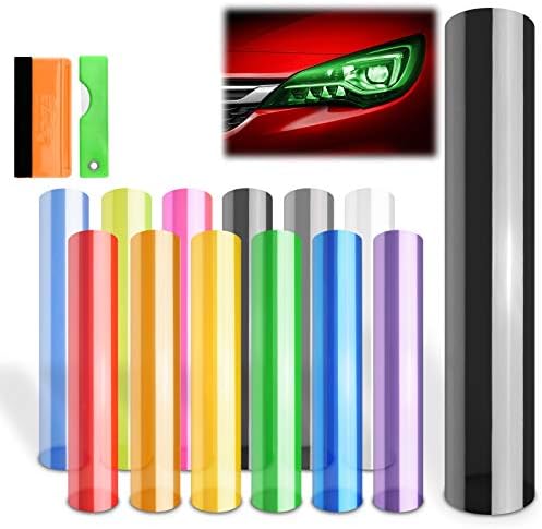 EzAuto Wrap Free Tool Kit 12"x60" (1FT x 5FT) Glossy Clear Transparent Headlight Taillight Fog Light Side Marker Vinyl Tint Film Self Adhesive