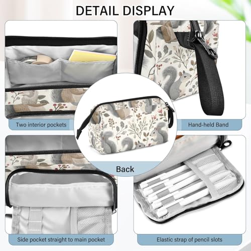 Image of Big Capacity Pencil Case,Plants Squirrels Pen Bag Pouch Holder Stationery Bag School College Office Organizer for Teen Adults Student