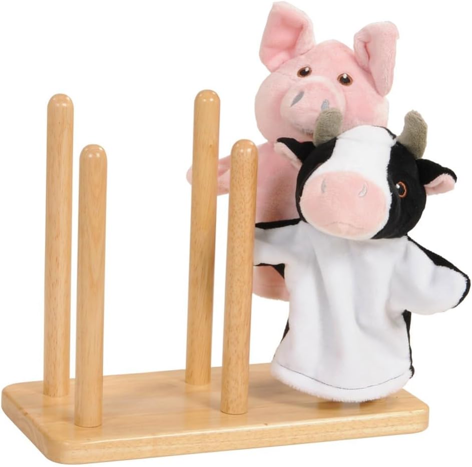 Kaplan Early Learning Wooden 6 Puppet Tiered Stand