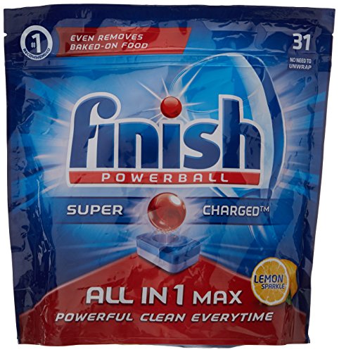Finish Powerball Super Charged All-in-1 Max Lemon Sparkle Dishwasher Tablets, 505 g