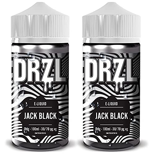 Vape Liquid, 2 x 100ml, Vape Juice, E Cigarette, For Vape Kits, Vape Gifts, Sub Ohm Ecig, No Nicotine, Shortfill, Premium [Jack Black] Flavour E Liquid **70/30 0mg** (By Drzl)