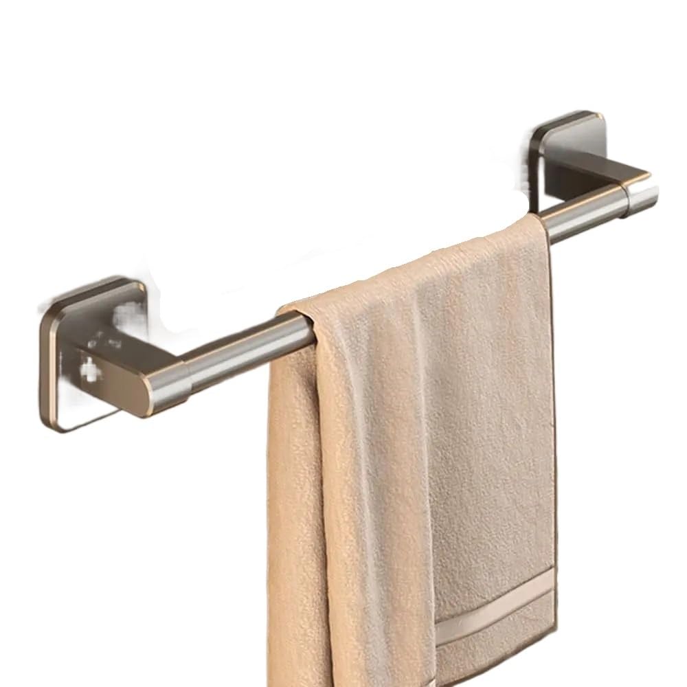 Towel Rail Aluminum Alloy Towel Holder Durable No Drilling Self-adhesive Bathroom Shelves Organizer Household(Grey-40cm)