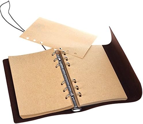 Leather Journal Notebook, MALEDEN Refillable Spiral Daily Notepad Classic Embossed Travel Journal Diary with Blank Pages and Retro Pendants (Black)