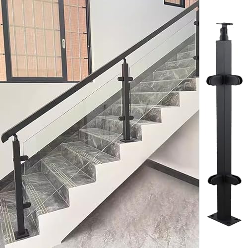 Solución para balcones: poste de barandilla de vidrio cuadrado negro