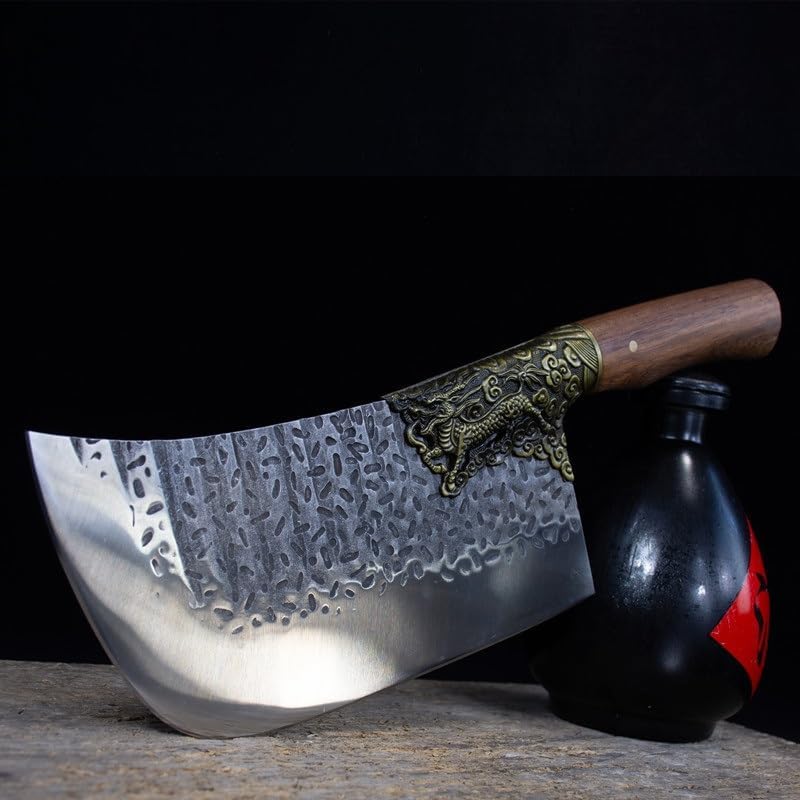 Meat Cleaver,Cleaver Knife 8.2 Inch Handmade 7Cr17MOV Butcher Knife Forged Kitchen Cleaver Professional Bone Meat Cutter Chopping Slicing Knife