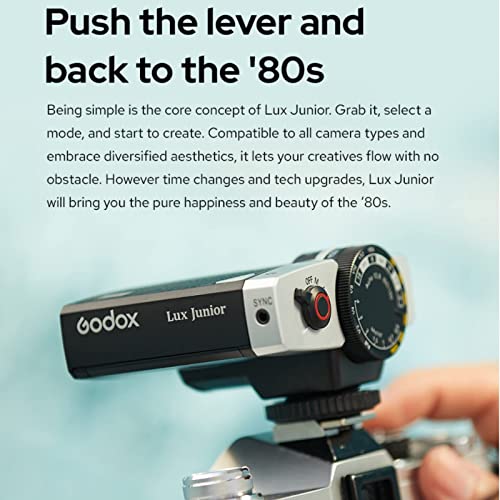 Image of Godox Lux Junior Retro Camera Flash for Canon Sony Nikon Fujifilm Olympus Camera Flash Speedlight Speedlite,GN12 6000K±200K CCT,Auto & Manual Flash 1 /1-1 /64 Flash Power,for Digital Camera Film Camera