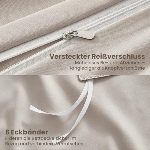 Duvetnova Bettwäsche 135x200 40x80 Beige ÖKO-TEX Superweich Mikrofaser Bettwäsche-Sets 2 Bettbezüge 135x200 + 2 Kissenbezüge 80x80 + 2… – Ansicht 5